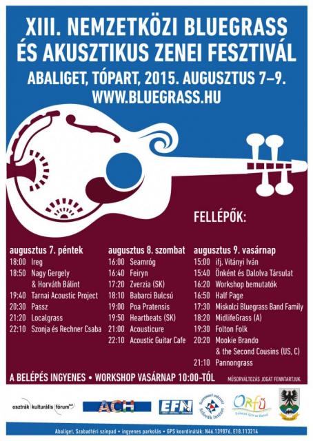 XIII. Nemzetközi Bluegrass és Akusztikus Zenei Fesztivál & Workshop - plakát